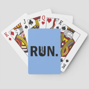 Silhouette Run Running for Runner Marathon Poker Cards