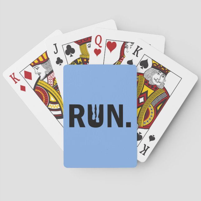 Silhouette Run Running for Runner Marathon Poker Cards (Back)