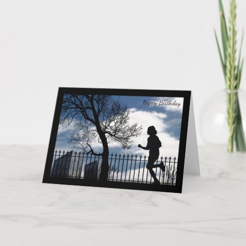 Silhouette Runner in the City Birthday Card