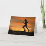 Silhouette Runner With A Sunset Birthday Card at Zazzle