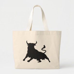 Silhouette Running with the Bulls Spain Large Tote Bag