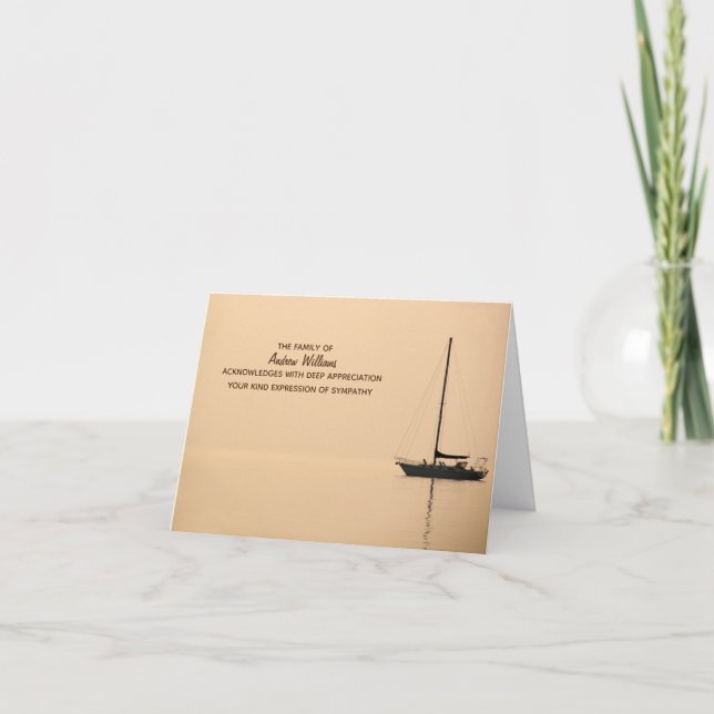 Silhouette Sailboat Haze Sympathy Thank You (Front)