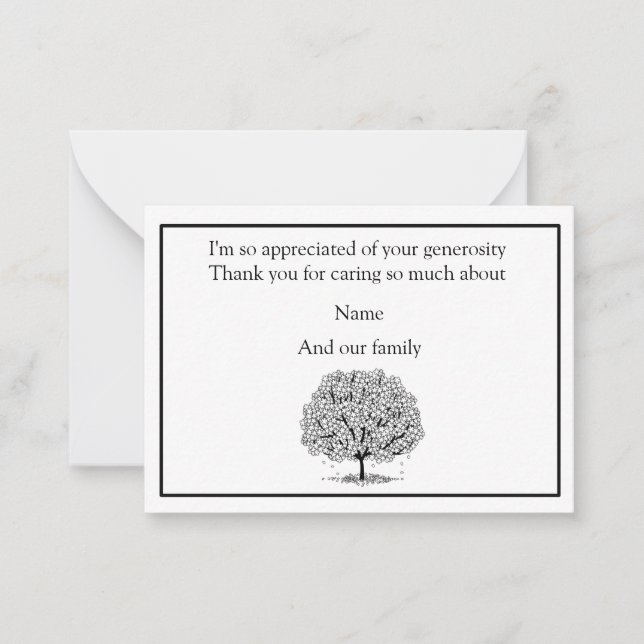 Silhouette Sakura Leaves After Funeral Thank You Note Card (Front)