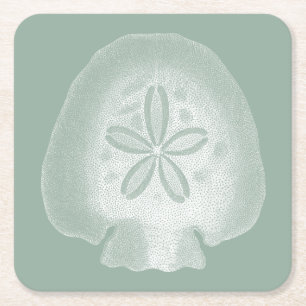Silhouette Sand Dollar Square Paper Coaster