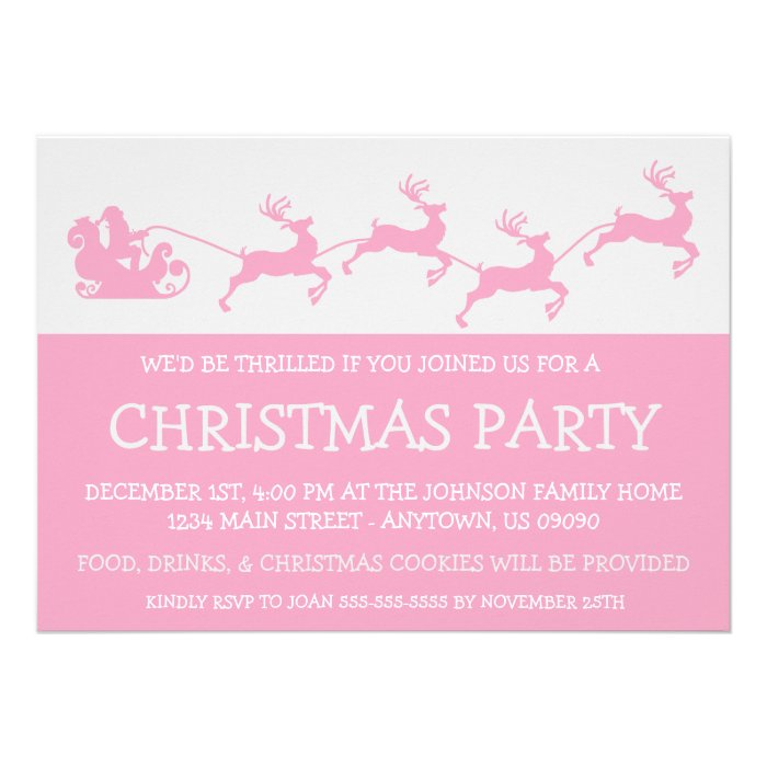 Silhouette Santa's Sleigh Invitations (Pink)