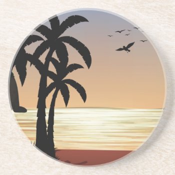 Silhouette Scene Of The Beach Drink Coaster by GraphicsRF at Zazzle