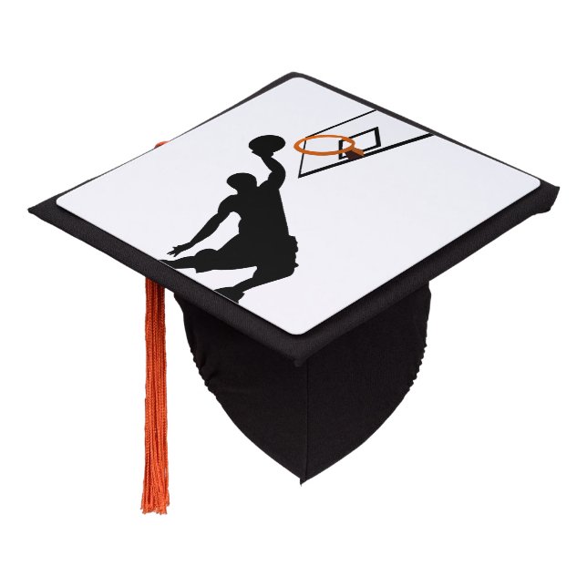 Silhouette Slam Dunk Basketball Player Graduation Cap Topper (Angled)