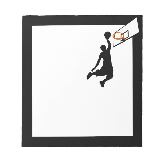 Silhouette Slam Dunk Basketball Player Notepad (Front)