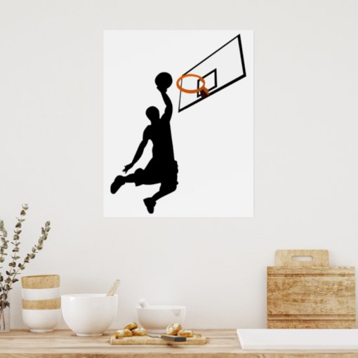 Silhouette Slam Dunk Basketball Player Poster | Zazzlecom | Slam Dunk