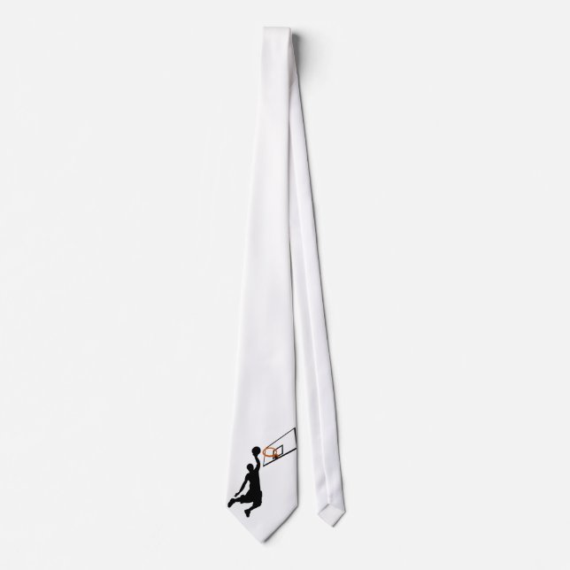 Silhouette Slam Dunk Basketball Player Tie (Front)