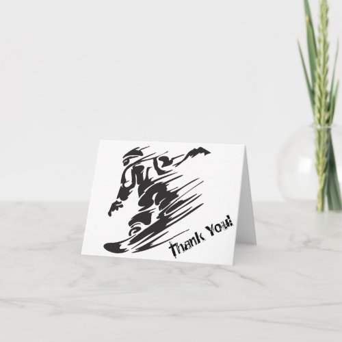 Silhouette Snowboarding Mountain Thank You Card