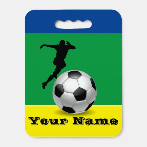 Silhouette Soccer Player and Soccer Ball Seat Cushion
