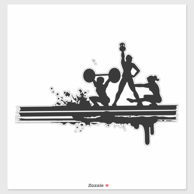silhouette-sports-barbell-fitness sticker (Sheet)