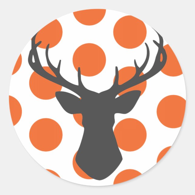 Silhouette Stag Head Classic Round Sticker (Front)