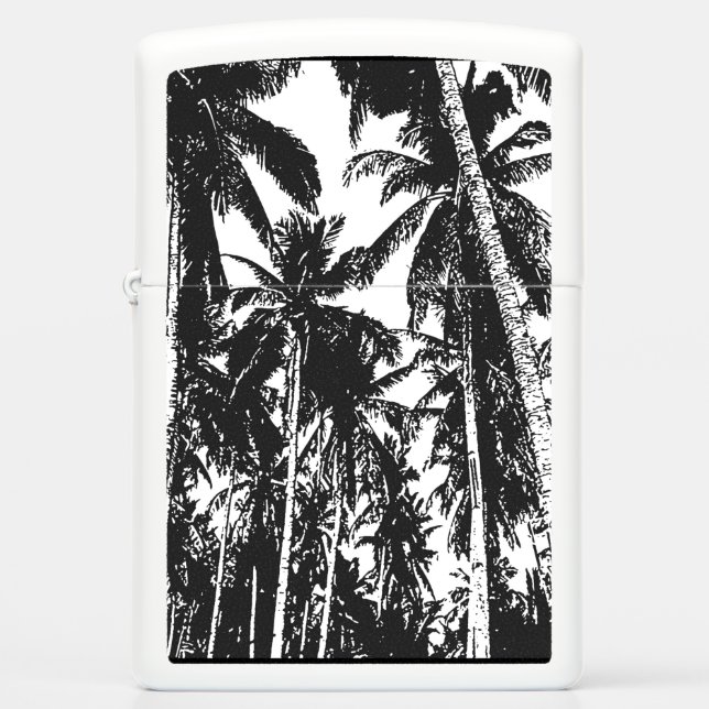 Silhouette-Style Pattern of Palm Trees Zippo Lighter (Front)