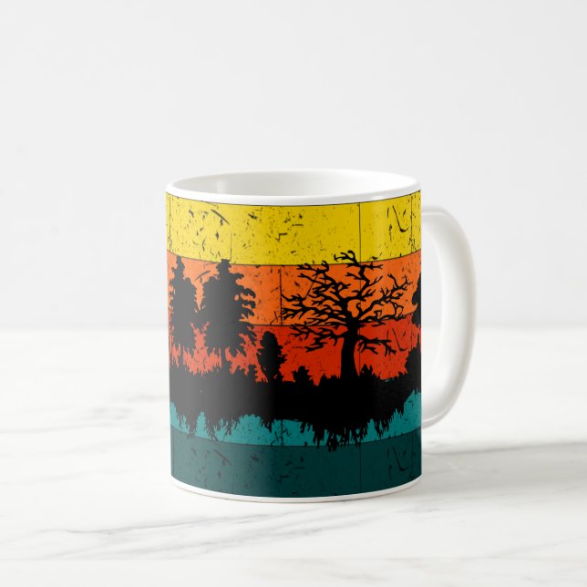 Silhouette Sunset - Wild Forest Nature Landscape Coffee Mug (Front Right)