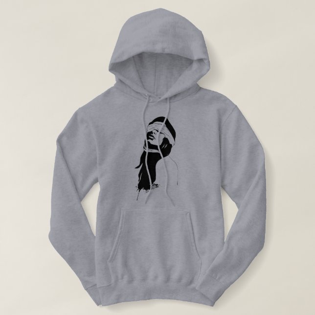 Silhouette surreal art hoodie black and white (Design Front)