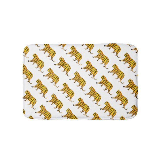 Silhouette Tiger Black and Orange Bathroom Mat (Front)