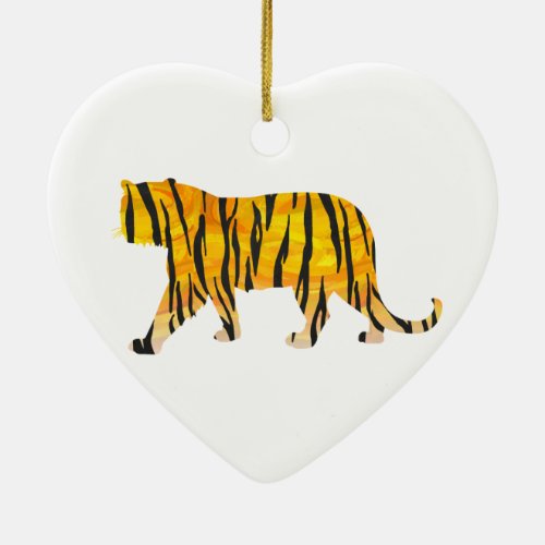 Silhouette Tiger Black and Orange Ceramic Ornament