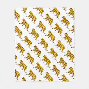 Silhouette Tiger Black and Orange Fleece Blanket