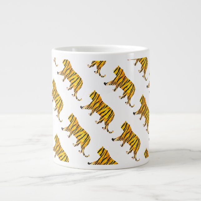 Silhouette Tiger Black and Orange Giant Coffee Mug (Front)