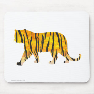 Silhouette Tiger Black and Orange Mouse Pad