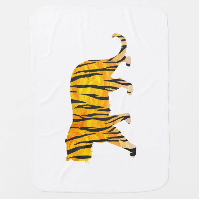 Silhouette Tiger Black and Orange Swaddle Blanket (Front)