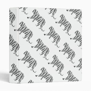 Silhouette Tiger Black and White 3 Ring Binder