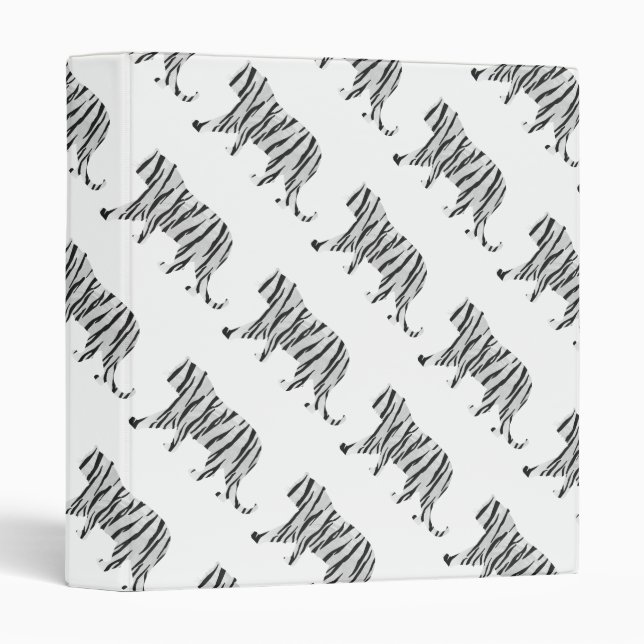 Silhouette Tiger Black and White 3 Ring Binder (Front/Spine)