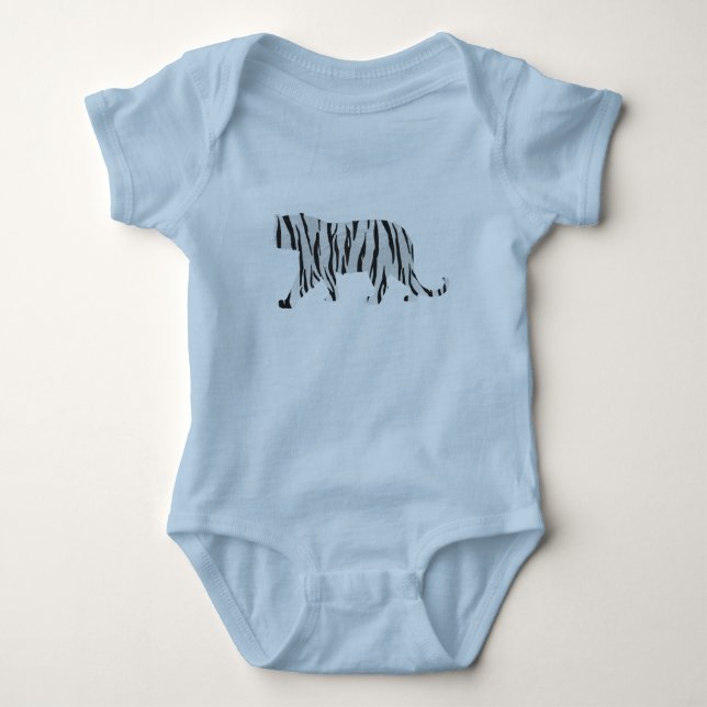 Silhouette Tiger Black and White Baby Bodysuit (Front)