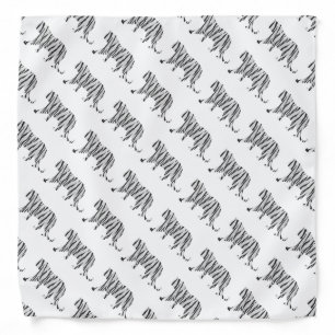 Silhouette Tiger Black and White Bandana