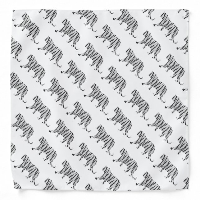 Silhouette Tiger Black and White Bandana (Front)