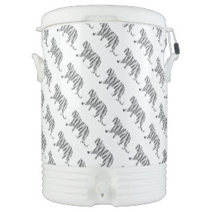 Silhouette Tiger Black and White Beverage Cooler