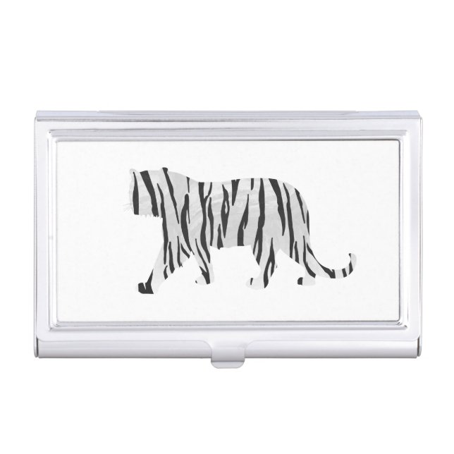 Silhouette Tiger Black and White Business Card Case (Front)