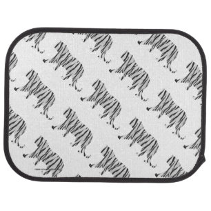 Silhouette Tiger Black and White Car Mat