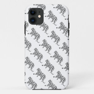 Silhouette Tiger Black and White iPhone 11 Case