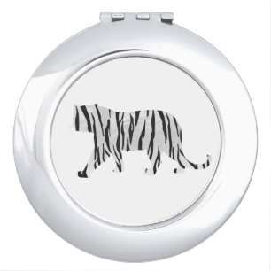 Silhouette Tiger Black and White Compact Mirror