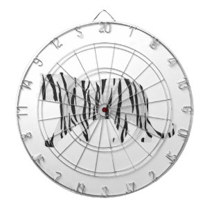 Silhouette Tiger Black and White Dartboard With Darts