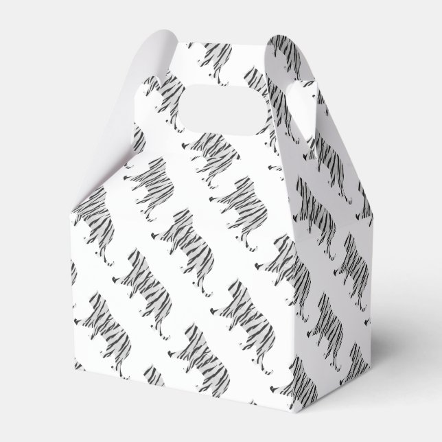Silhouette Tiger Black and White Favor Boxes (Front Side)