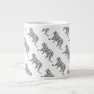 Silhouette Tiger Black and White Giant Coffee Mug