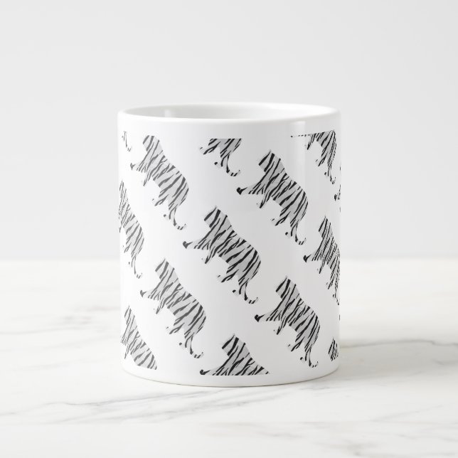 Silhouette Tiger Black and White Giant Coffee Mug (Front)