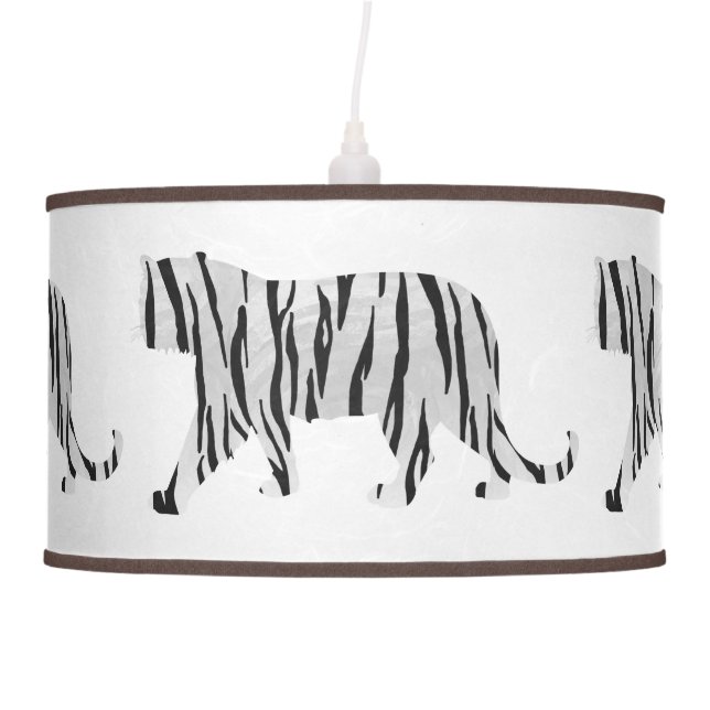 Silhouette Tiger Black and White Hanging Lamp (Front)