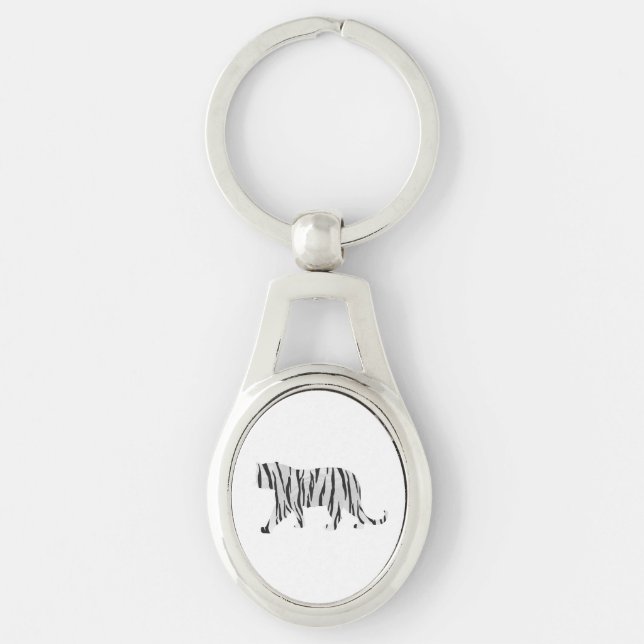 Silhouette Tiger Black and White Keychain (Front)