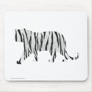 Silhouette Tiger Black and White Mouse Pad