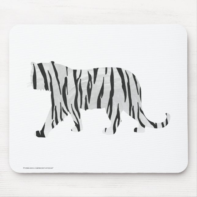 Silhouette Tiger Black and White Mouse Pad (Front)