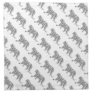 Silhouette Tiger Black and White Napkin