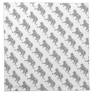 Silhouette Tiger Black and White Napkin