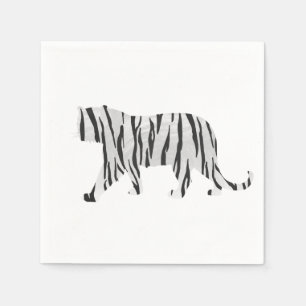 Silhouette Tiger Black and White Paper Napkins