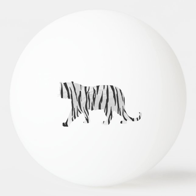Silhouette Tiger Black and White Ping-Pong Ball (Back)