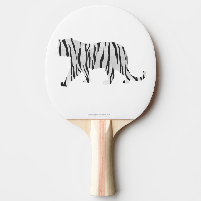 Silhouette Tiger Black and White Ping Pong Paddle (Front)